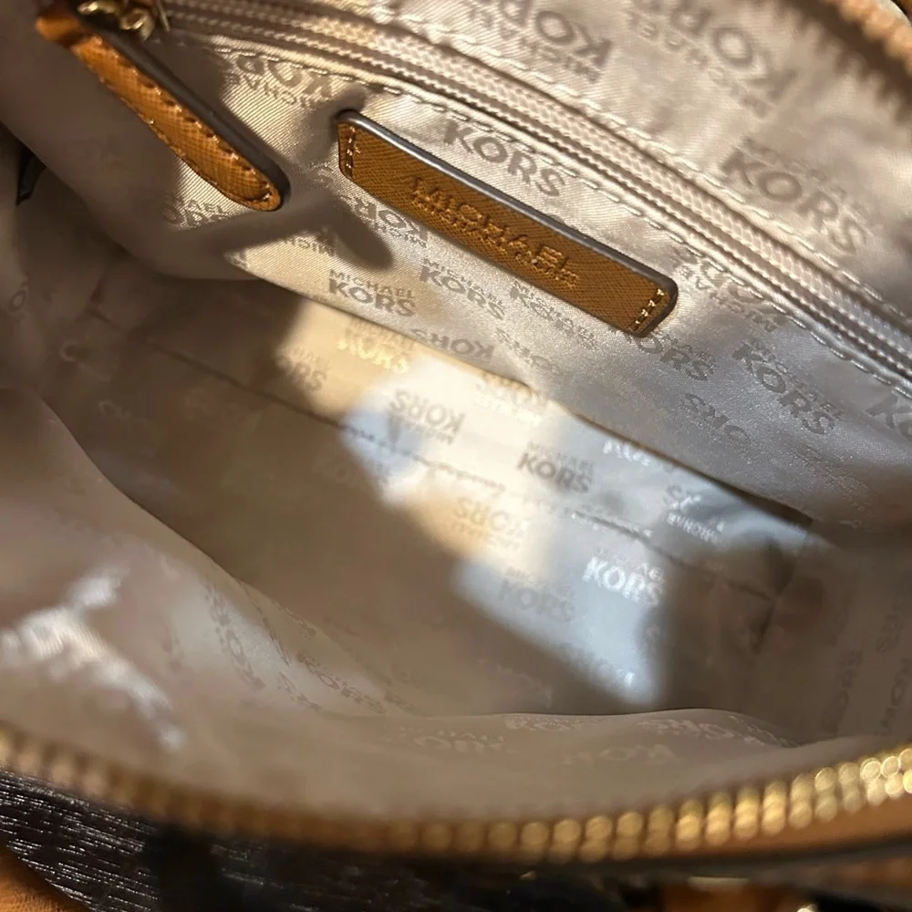 Michael Kors Brown Gold studded Mini Crossbody bag